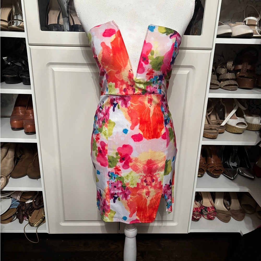 SHOWPO Beverly Dress in Pink/Orange Floral